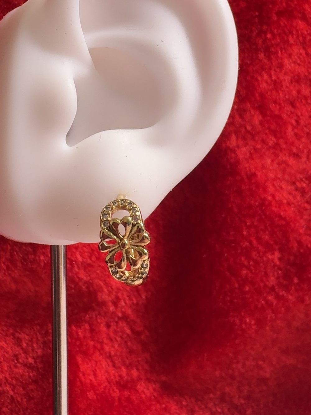 Gold Floral Hoop Earrings - Women Jewelry plated 18k